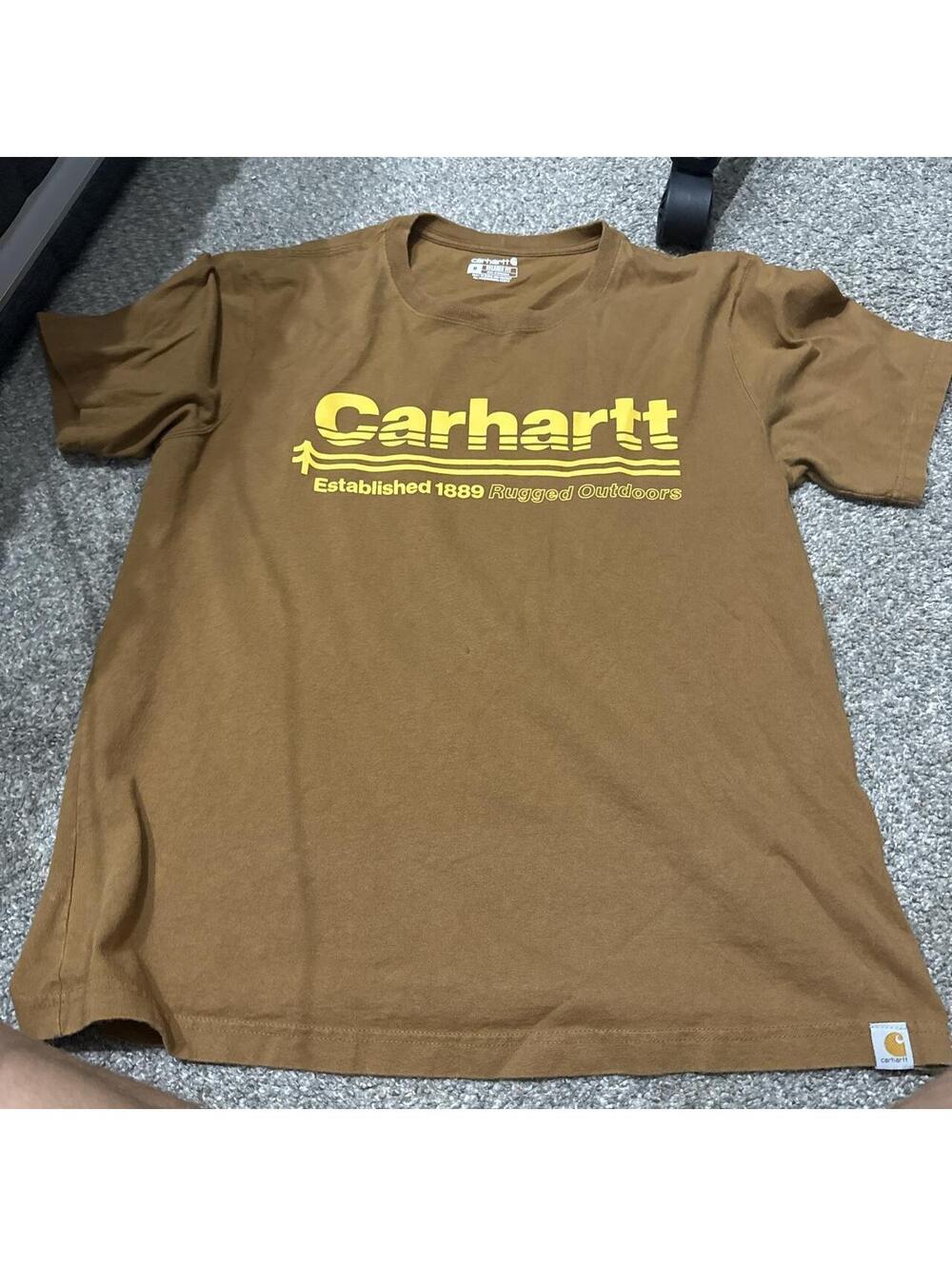 Carhartt Men's Brown and Yellow Tshirt